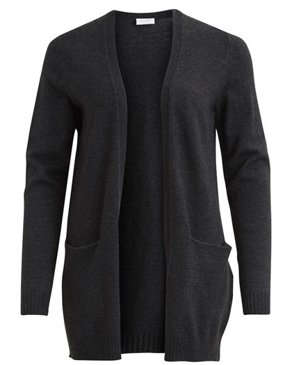 Viril l/s open knit cardigan-noos - sort